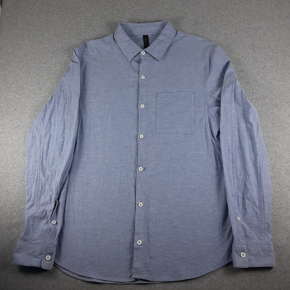 Lululemon Mens Commission Long Sleeve Button Down Shirt Blue Oxford Size M